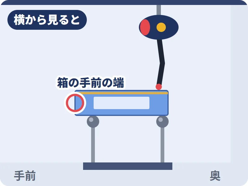 箱を持ち上げるよう奥へ運ぶ
