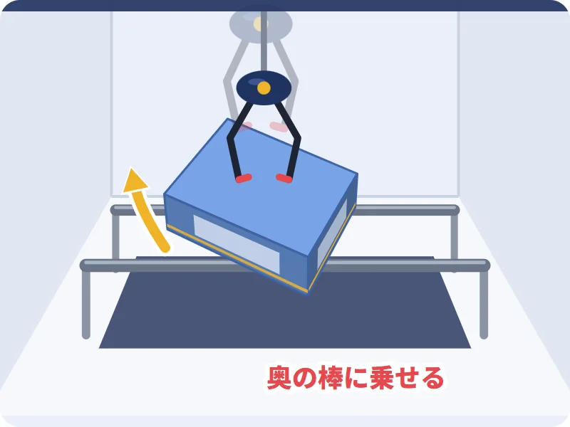 角度が付いたら奥の棒に箱を乗せる