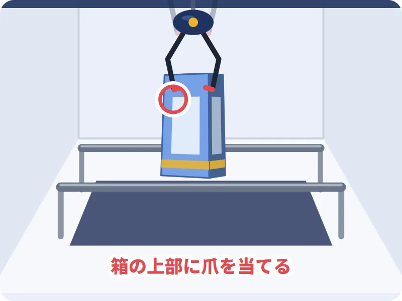 片方のアームを使って箱を回す