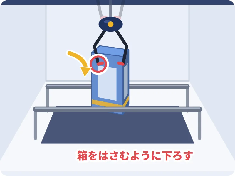 片方のアームを使って箱を回す