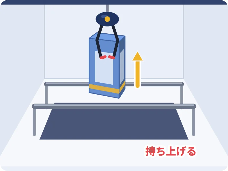 片方のアームを使って箱を回す
