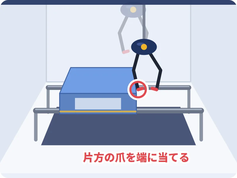 片方のアームを寄せて箱を横にする