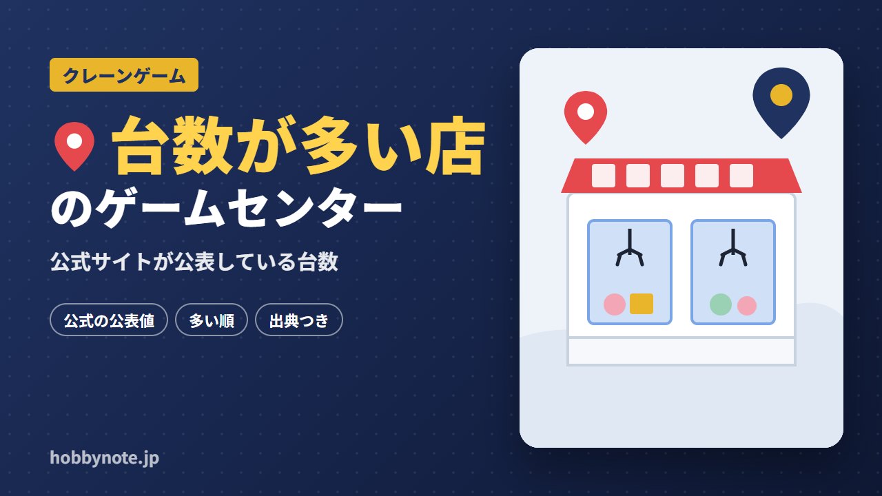 クレーンゲームの台数が多いゲームセンター