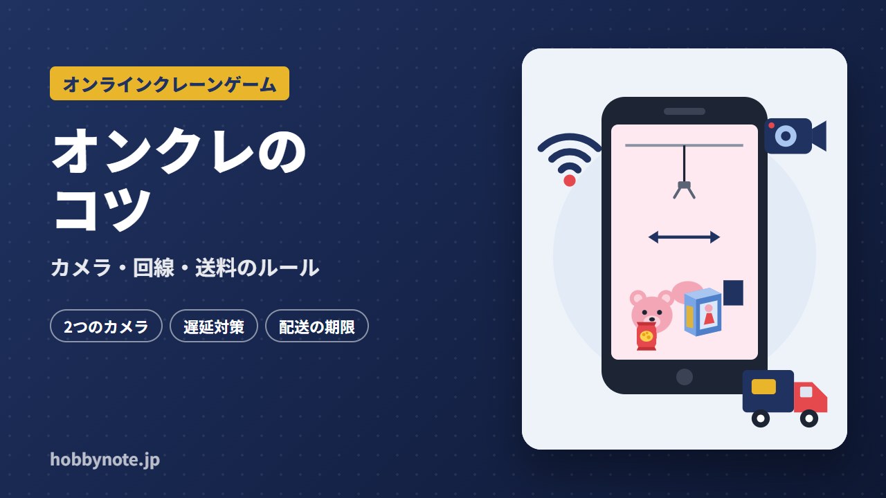 オンクレ(オンラインクレーンゲーム)のコツ:2つのカメラで位置を合わせる・遅延を減らす・送料で損しない